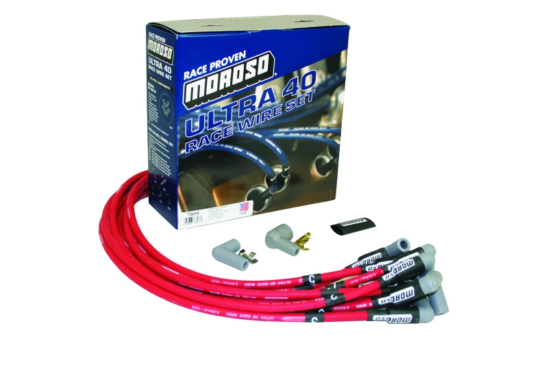 Moroso Ford 351W Ignition Wire Set - Ultra 40 - Unsleeved - HEI - Red