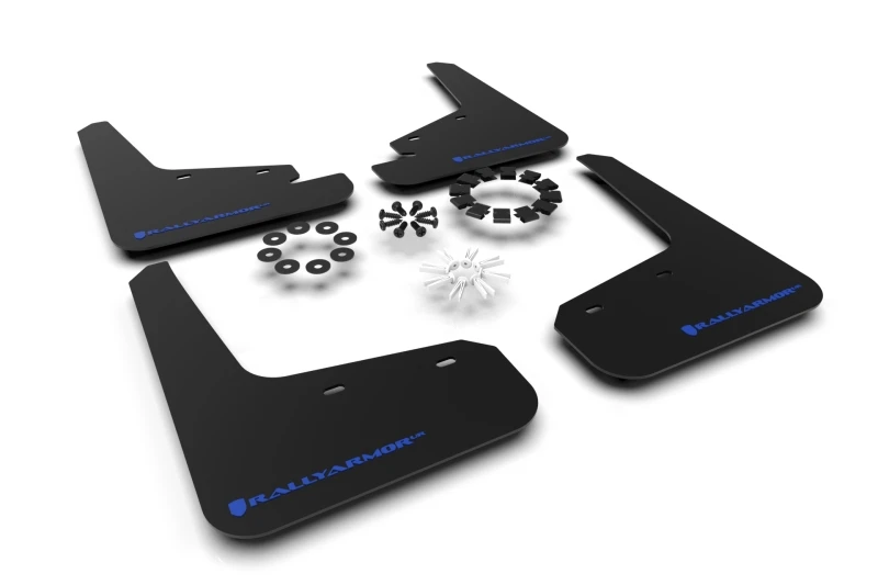Rally Armor 20-24 Tesla Model Y Schwarzes UR Schmutzfänger mit blauem Logo