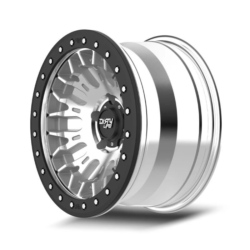 Dirty Life DT-3 17X9 6x139.7 -12 Offset - Machined Finish w/ Simulated Beadlock