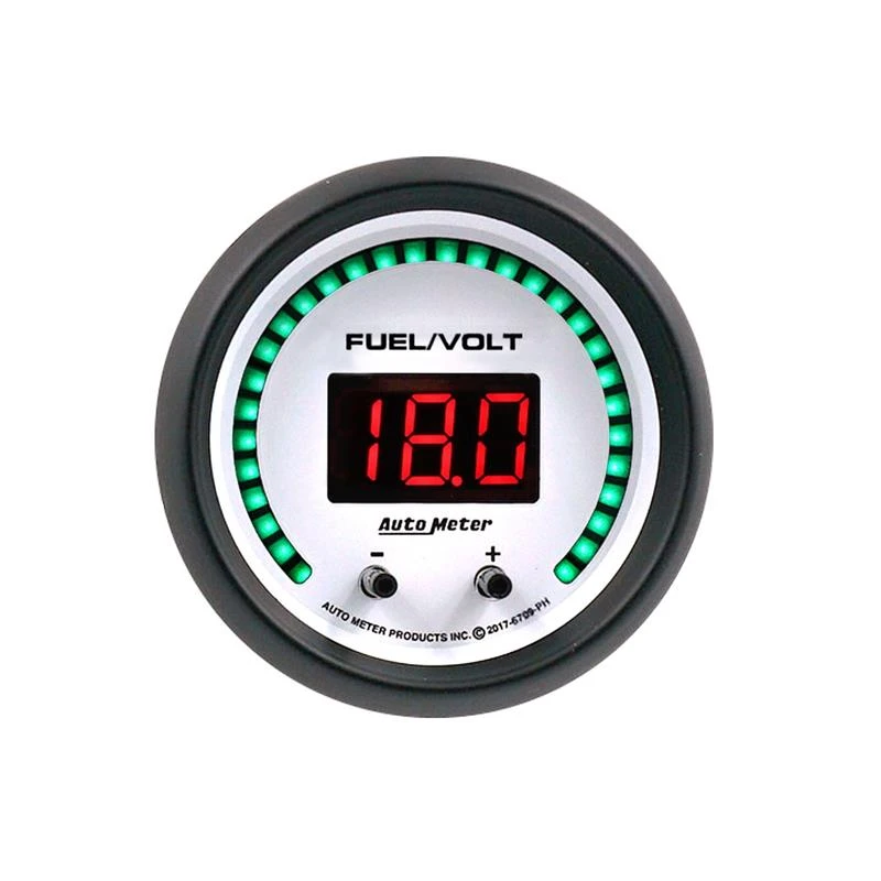 Autometer 52,4mm Weiß Umschaltbar 0-100 Kraftstoffstand/8-18V Voltmeter Phantom Elite Digitalanzeige