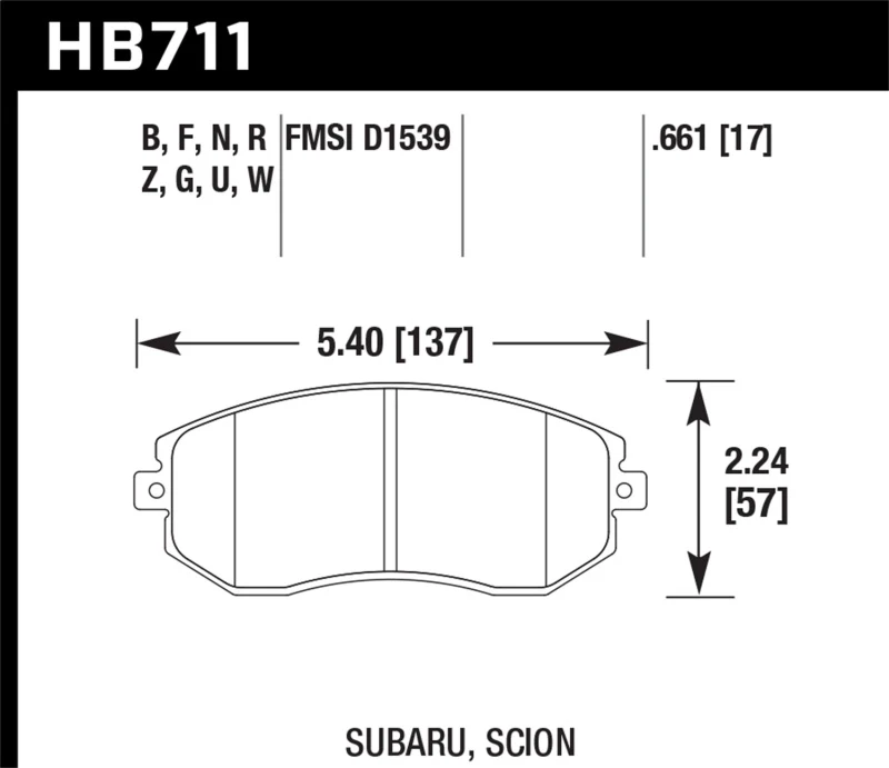 Hawk HPS Front Street Bremsebeläge für 13 Subaru BRZ / 13 Scion FR-S
