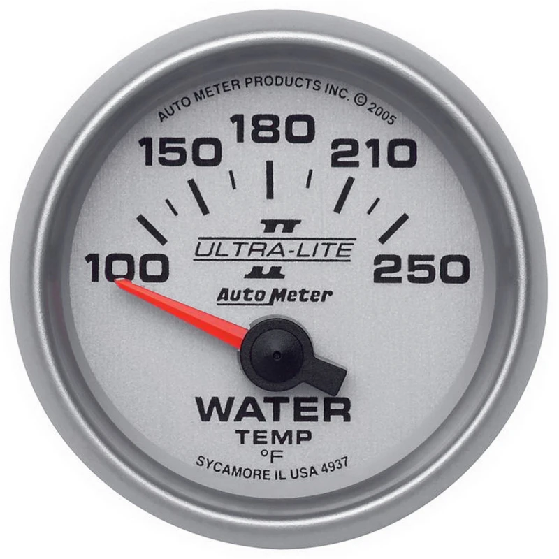 Autometer Ultra-Lite II 52mm 100-250 Grad F Kurzer Durchlauf Elektronisches Wasser-Temperatur-Anzeige