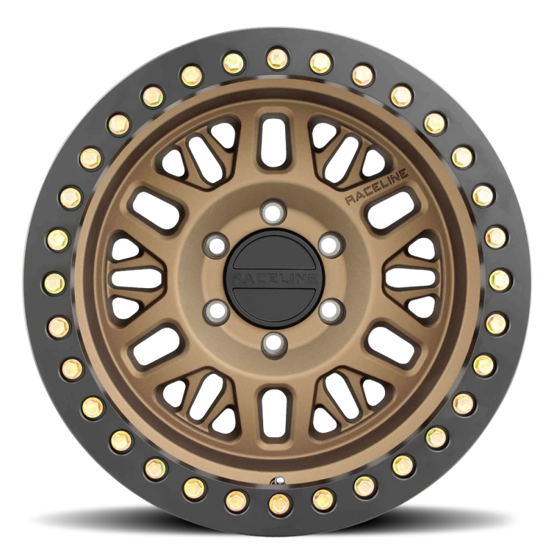 Raceline RT951B Ryno 17x9in/6x139.7 BP/-12mm Offset/106.1mm Bore- Bronze & Black Ring Beadlock Wheel