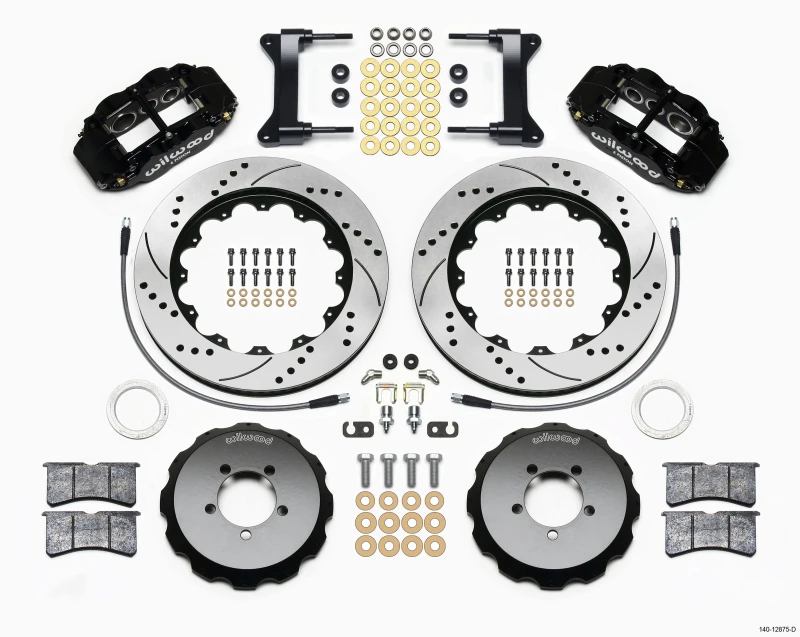 Wilwood Narrow Superlite 6R Vordere Hut-Kit 14,00 Zoll gebohrt 1999-2012 für Subaru WRX mit Leitungen