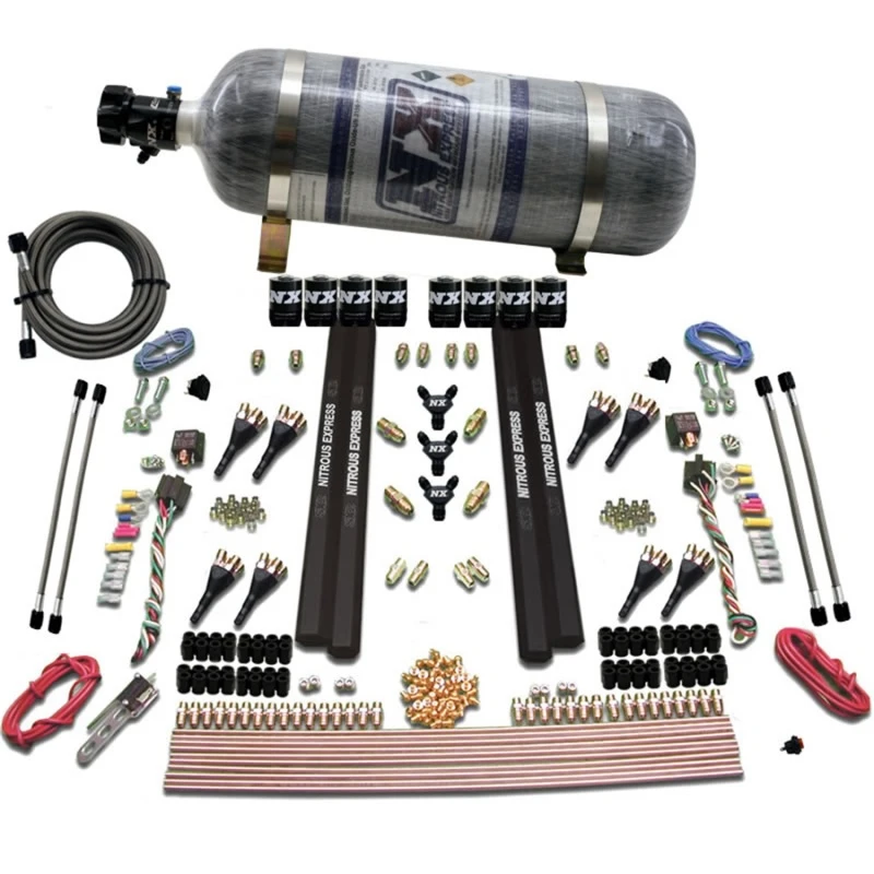 Nitrous Express SX2 Dual Stage 8 Solenoid /Benzin Nitrous Kit (200-1200PS) mit Composite Flasche