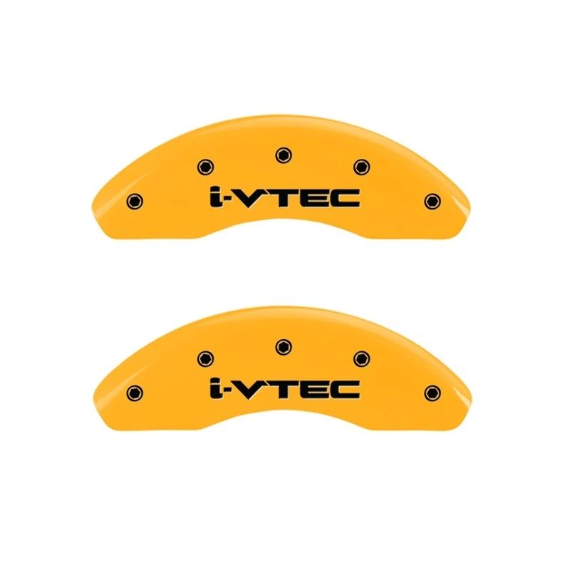 MGP Vorderseite 2 Bremse Caliper-Abdeckungen Graviert Vorne i-Vtec Gelb Finish Schwarz