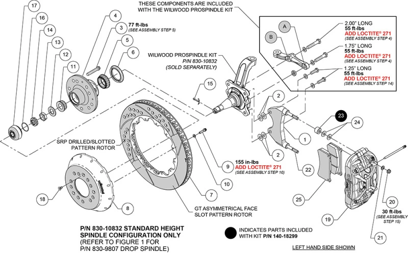 Wilwood kit front XRS6R wwe pro spindle 14.00 rotor SRP red