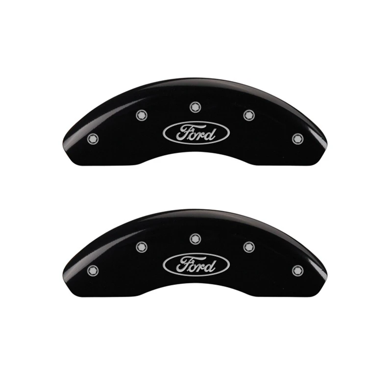 MGP Vordere Bremszangen-Abdeckungen (2er-Set) mit Ford-Oval-Logo, Schwarz mit Silber