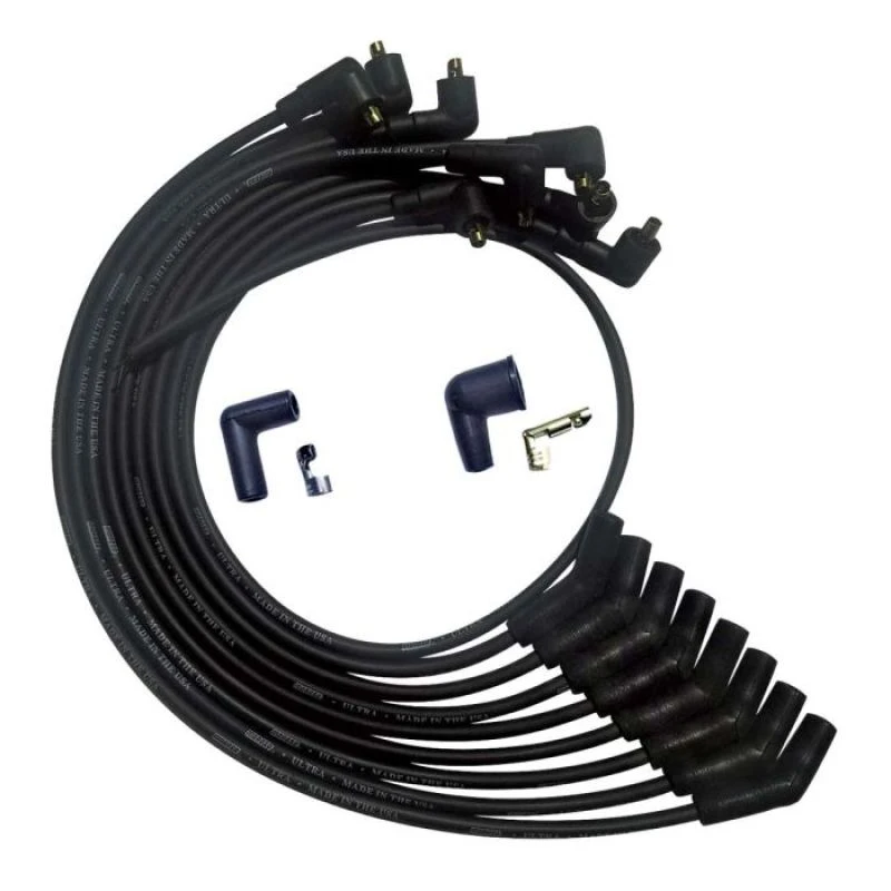 Moroso SB Ford 260/289/302 135 Deg Plug End Non-HEI Unsleeved Ultra Spark Plug Wire Set - Black