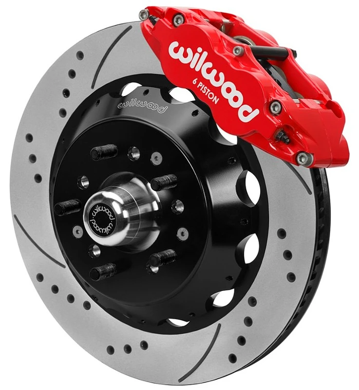 Wilwood 70-81 FBody/75-79 A&XBody FNSL6R Vorne BBK 14 Zoll D/S Rtr Rote Bremssättel zur Verwendung mit Pro Drop Spindel