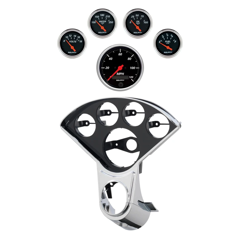 Autometer Designer Black Direct Fit Dash Kit 55-59 Chevy Truck (1 x 3-3/8in. / 4 x 2-1/16in.)