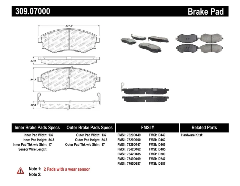stoptech_309.07000-6794f3c65c6fb StopTech Performance 89-1/94 Nissan 240SX (w/ABS) 92-01/05-06 Hundai Elantra Front Brake Pads