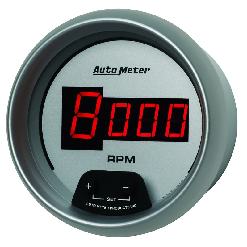 AutoMeter Gauge Tach 3-3/8in. 10K RPM In-Dash Digital Silver Dial W/ Red Led