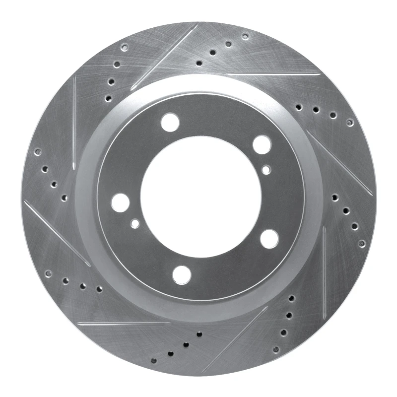 DFC 07-22 Lexus LX570 Front Left Drilled & Slotted Silver Brake Rotor