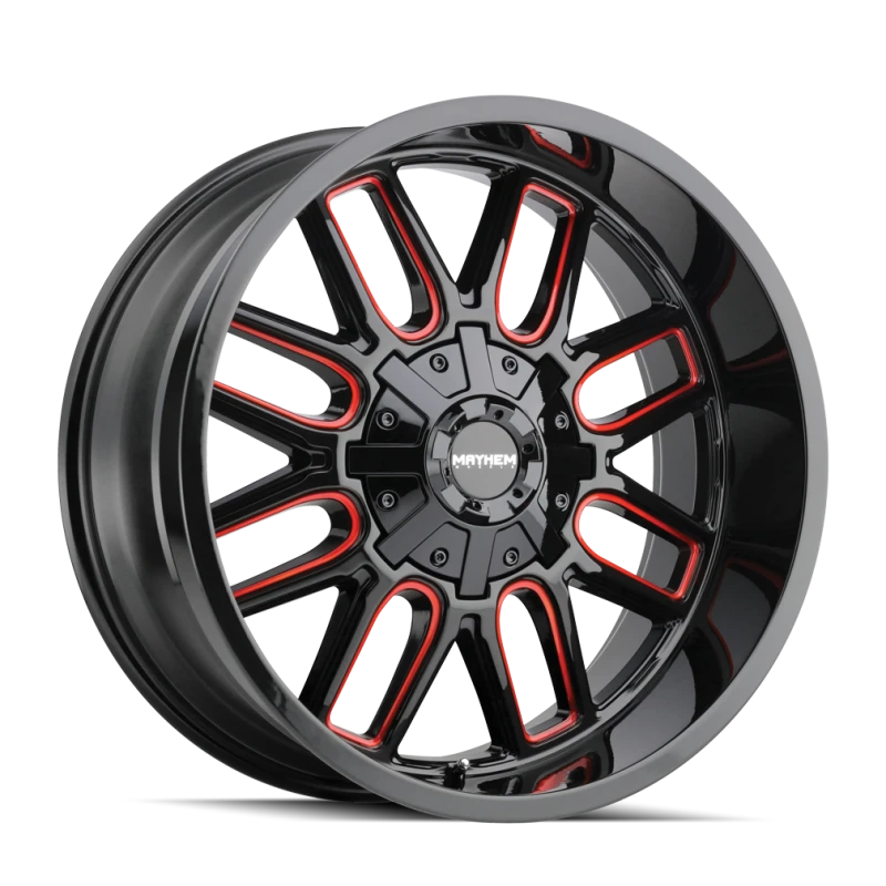 Mayhem 8107 Cogent 20x9 / 6x135 BP / 0mm Offset / 106mm Hub Black w/ Prism Red Wheel