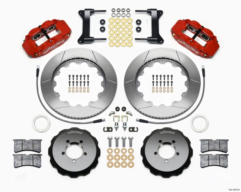 Wilwood Narrow Superlite 6R Vorderer Hut-Kit 14,00 Zoll Rot 1999-2012 für Subaru WRX mit Leitungen