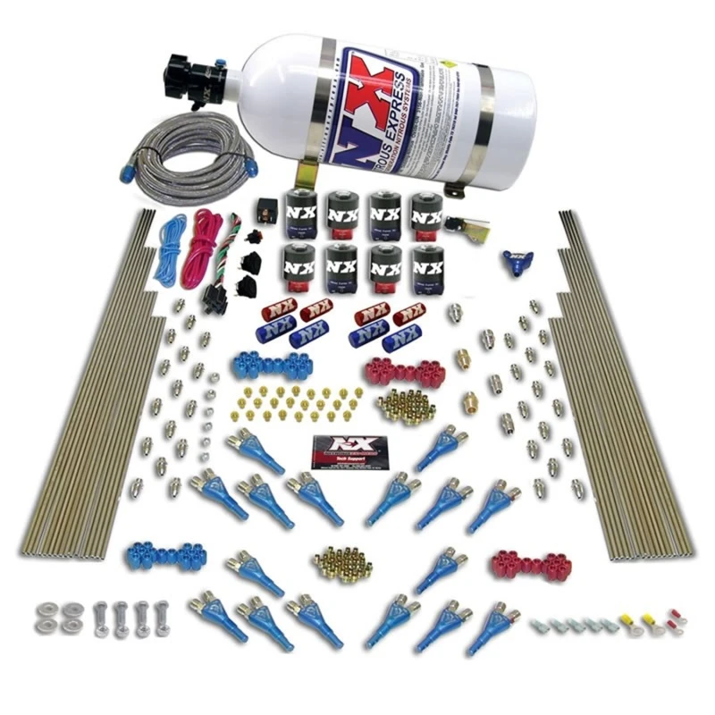 Nitrous Express Shark Dual Stage/Gas 16 Düsen 8 Solenoide Nitrous Kit (200-1200PS) mit 10lb Flasche