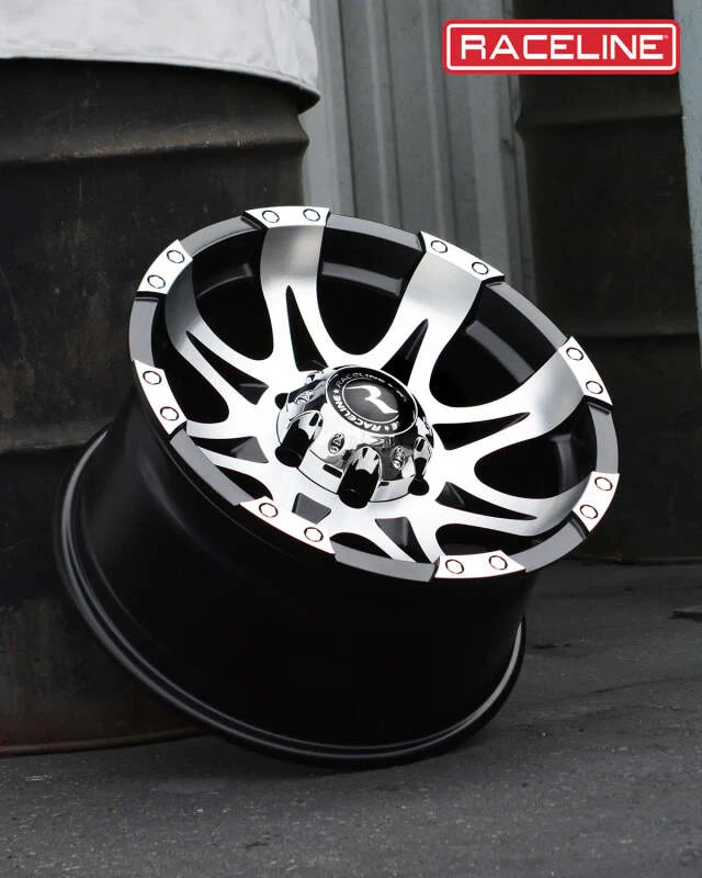 Raceline 982 Raptor 17x9in / 6x135 BP / 6mm Offset / 87.1mm Bore - Black & Machined Wheel