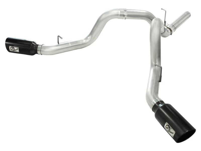 aFe MACHForce XP Auspuff Aluminisiert Dual Split DPF Rück 11-15 GM Diesel LKW V8-6,6L (td) (Schwarze Spitze)