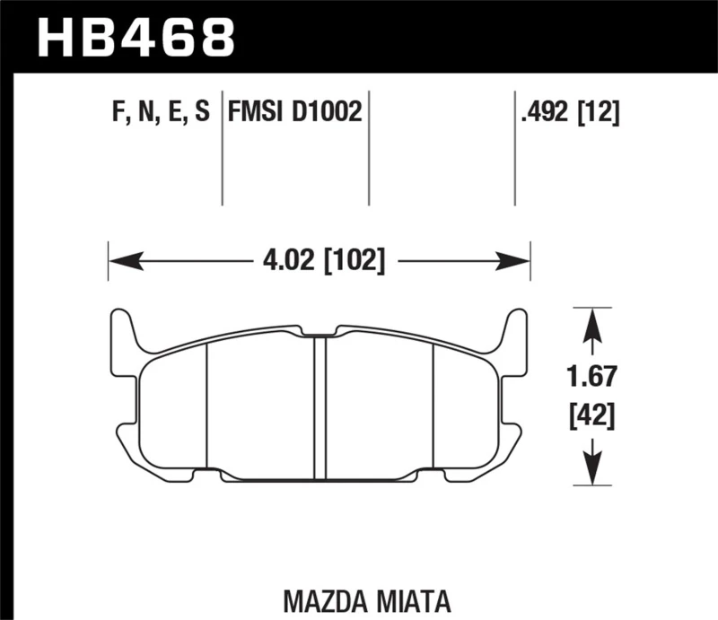 Hawk 03-05 Miata mit Sportfederung HPS Street Hintere Bremsbeläge (D1002)