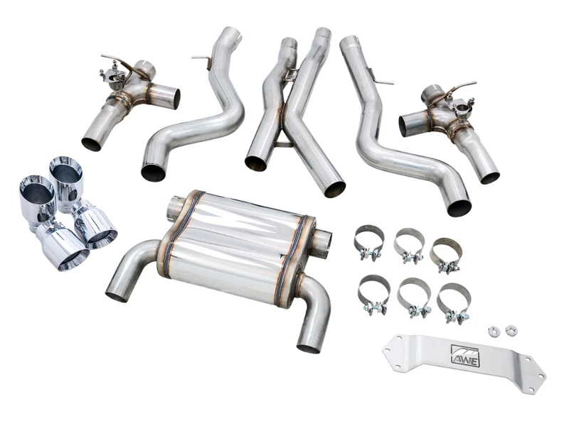 AWE Tuning BMW F8X M3/M4 SwitchPath Catback Auspuff - Chrom Silber Spitzen