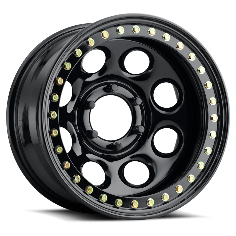 Raceline RT81 Rock 8 17x8in / 5x114.3 BP / -25mm Offset / 83.82mm Bore - Gloss Black Beadlock Wheel