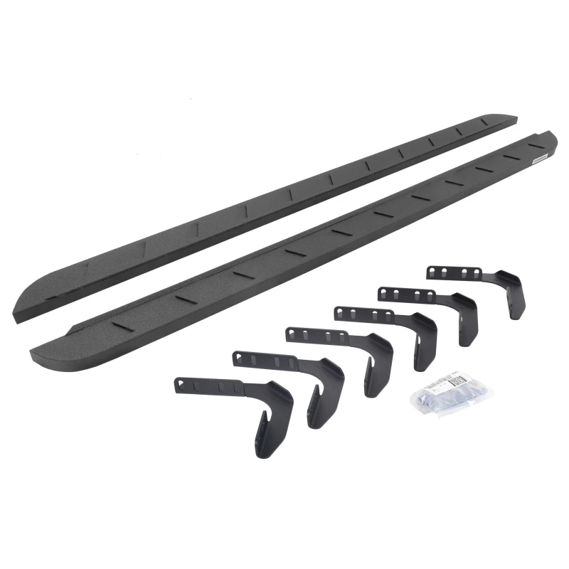 Go Rhino 99-16 Ford F-250 / F-350 CC 4DR RB10 Slim Laufbrett-Kit (mit Halterungen) - Bedliner-Beschichtung