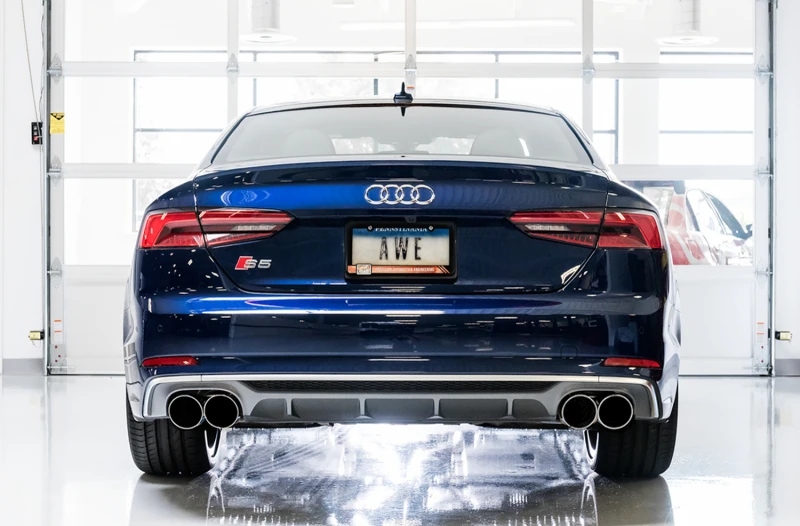 AWE Tuning Audi B9 S5 Coupe 3.0T Track Edition Abgasanlage - Chromsilber Spitzen (102mm)