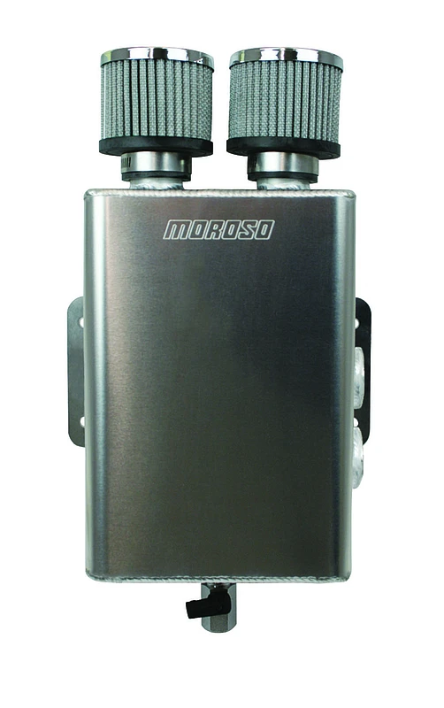 Moroso Breather Tank/Catch Can -16AN Female Inlet - Right Side - Two Breathers - Aluminum