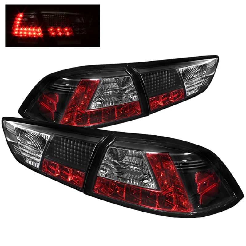 Spyder LED Tail Lights Blk ALT-YD-MITEVO1008-LED-BK for Mitsubishi Lancer/Evolution X 08-14
