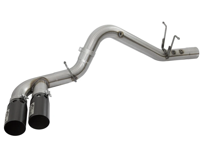 aFe Victory Series 4 Zoll 409-SS DPF-Back Auspuff mit Dual Black Tips 2017 GM Duramax V8-6.6L(td) L5P