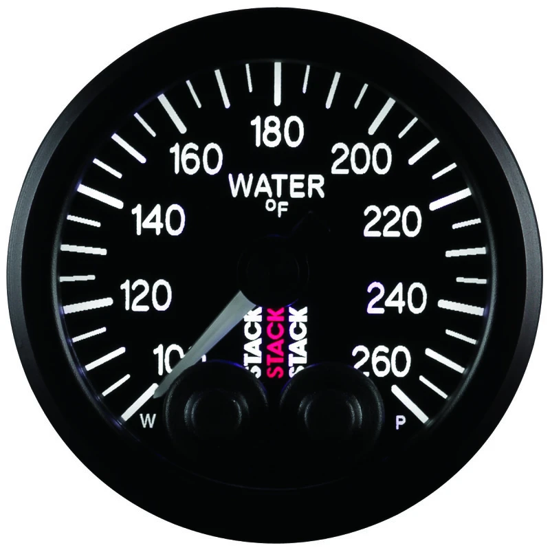 Autometer Stack Pro Control 52mm 100-260 Grad F Wasser Temp Gauge - Schwarz (1/8 Zoll NPTF-Männlich)