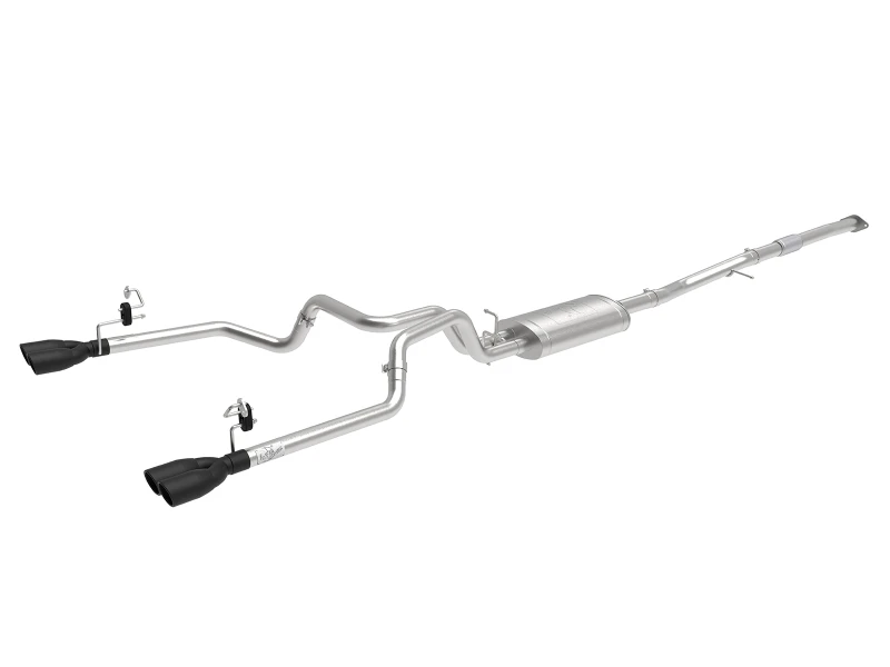 aFe Vulcan Series 3-2,5 Zoll 304SS Auspuff-System Cat-Back mit schwarzen Endrohren für 2019 GM Silverado/Sierra 1500 L4-2,7L(t)