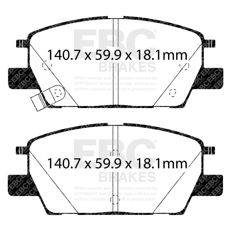EBC 2016+ Chevrolet Malibu 1.5L Turbo (Elec PB) Greenstuff Front Brake Pads