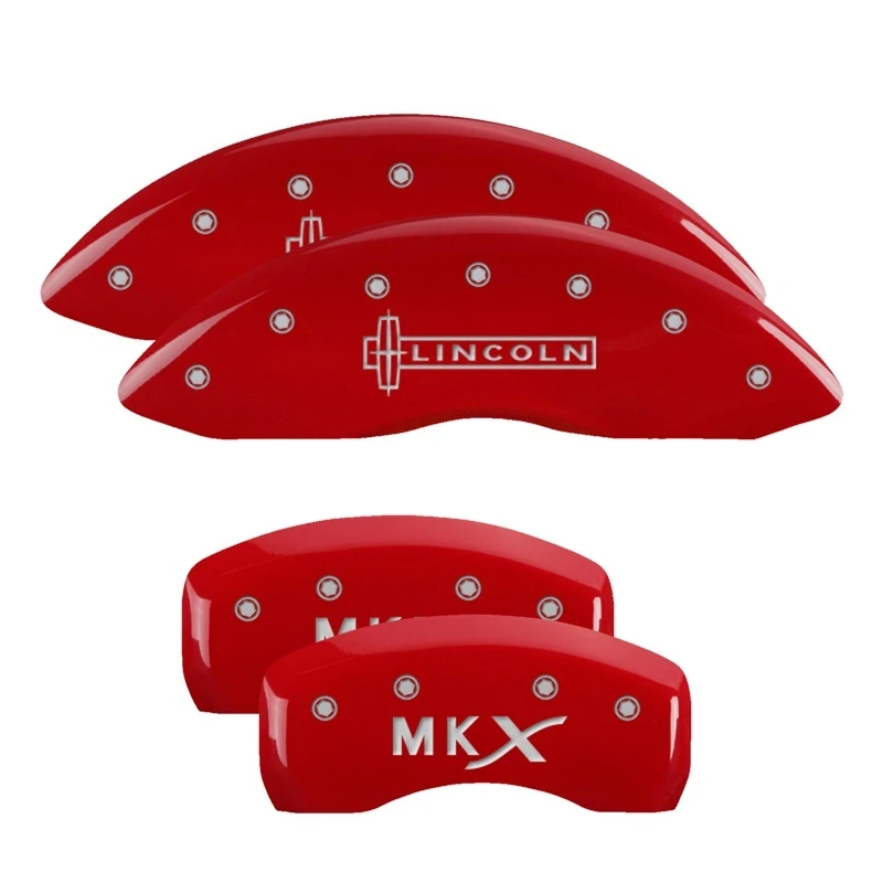 MGP 4 Bremse Caliper-Abdeckungen Graviert Vorne Lincoln Graviert Hinten MKX Rot Finish Silber