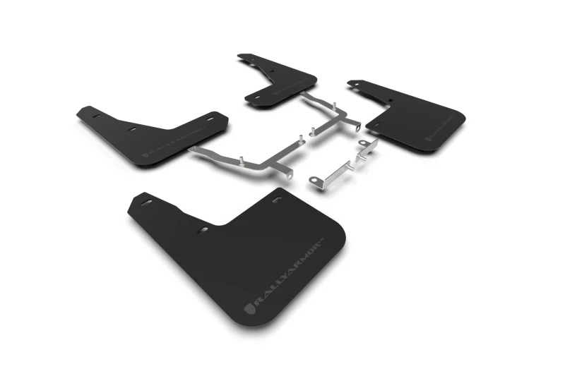 Rally Armor 19-24 Ford Focus ST MK4 Schwarze UR-Schmutzfänger mit grauem Logo