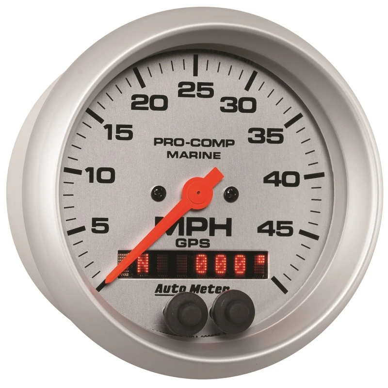 Autometer Marine Silber Ultra-Lite 3-3/8 Zoll 50 MPH GPS Geschwindigkeitsmesser