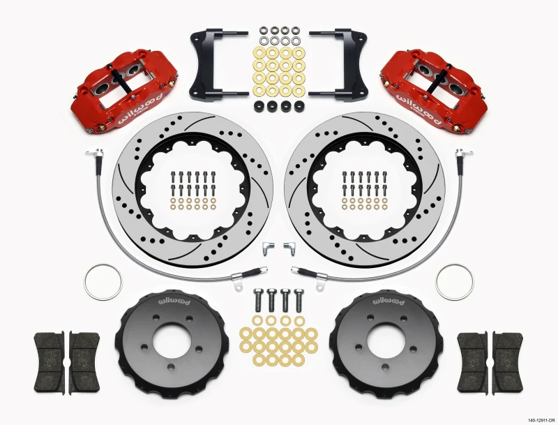 Wilwood Narrow Superlite 6R Front Hat Kit 14.00in Drill Red 2005-Up Mazda Miata w/ Lines