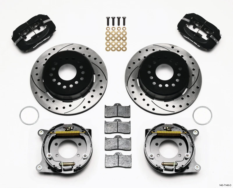 Wilwood Forged Dynalite P/S Parkbremse-Kit gebohrt Ford 8.8 mit 2,5 Zoll Offset-5 Lug