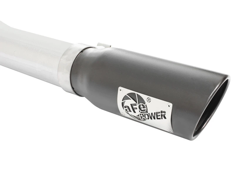 aFe MACHForce XP Auspuff 3in-3.5in SS Einseitiger Ausgang CB mit schwarzen Spitzen 15 Ford F150 V8 5.0L CC/SB