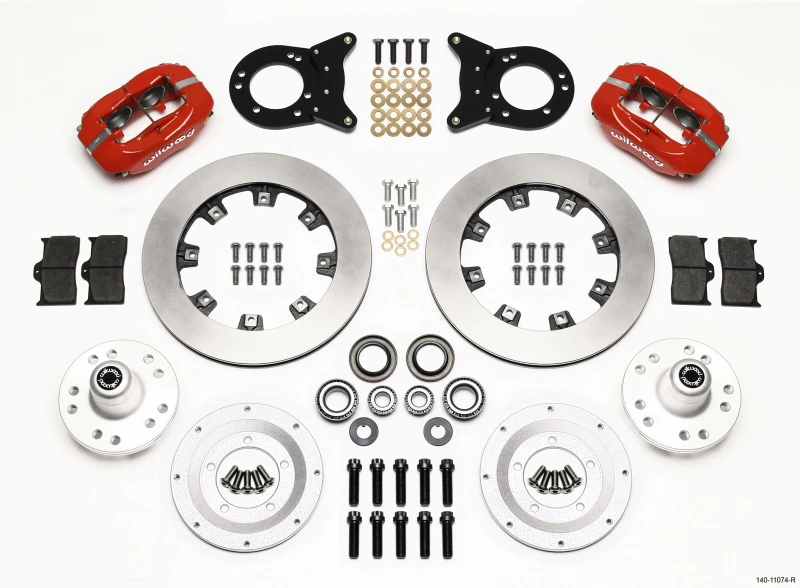 Wilwood Forged Dynalite Vorderrad-Kit 12,19 Zoll Rot 1970-1973 Mustang Disc & Drum Spindel