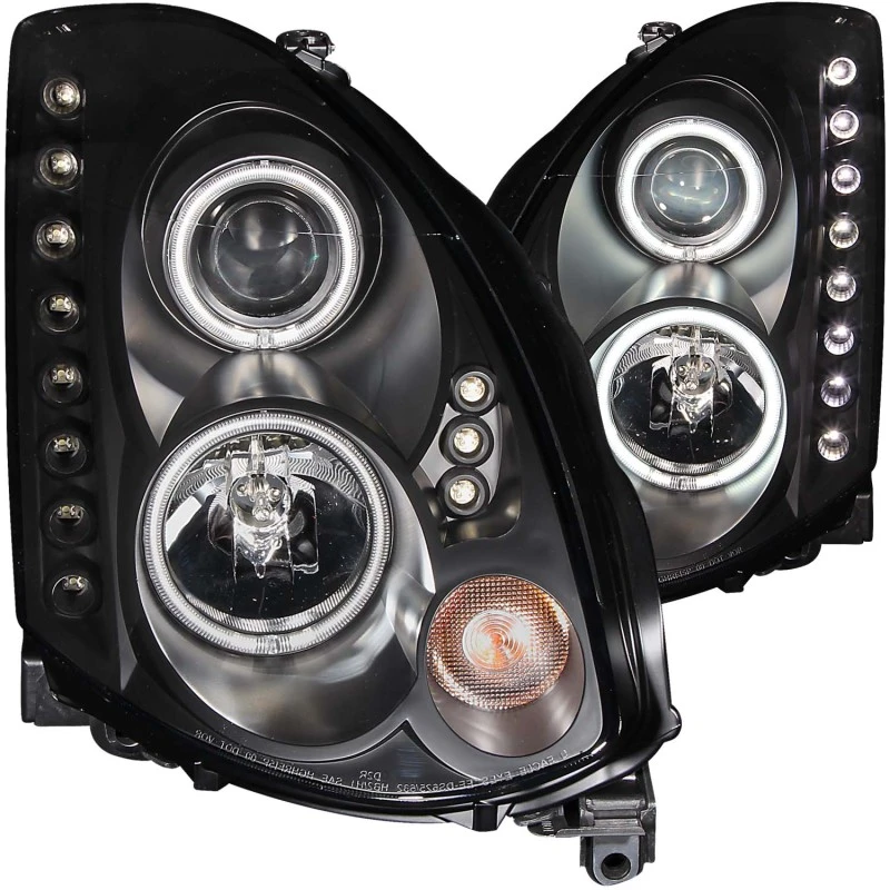 ANZO 2003-2007 Infiniti G35 Projektorscheinwerfer mit Halo Schwarz (CCFL) (HID-kompatibel)