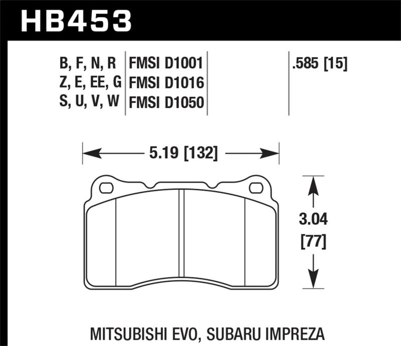 Hawk 03-06 Evo / 04-09 STi / 09-10 Genesis Coupe (nur für die Rennstrecke) / 2010 Camaro SS / 08-09 Pontiac G8 GX