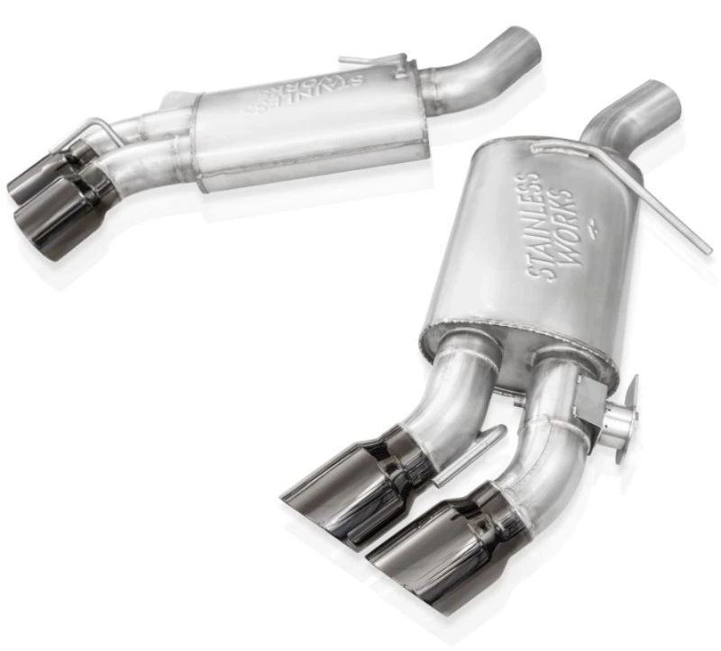Stainless Works 16-21 Camaro SS 3-Zoll-Original-SW-Connect-Achse hinten mit Ventil - 4-Zoll-Quad-Schwarz-Tipps