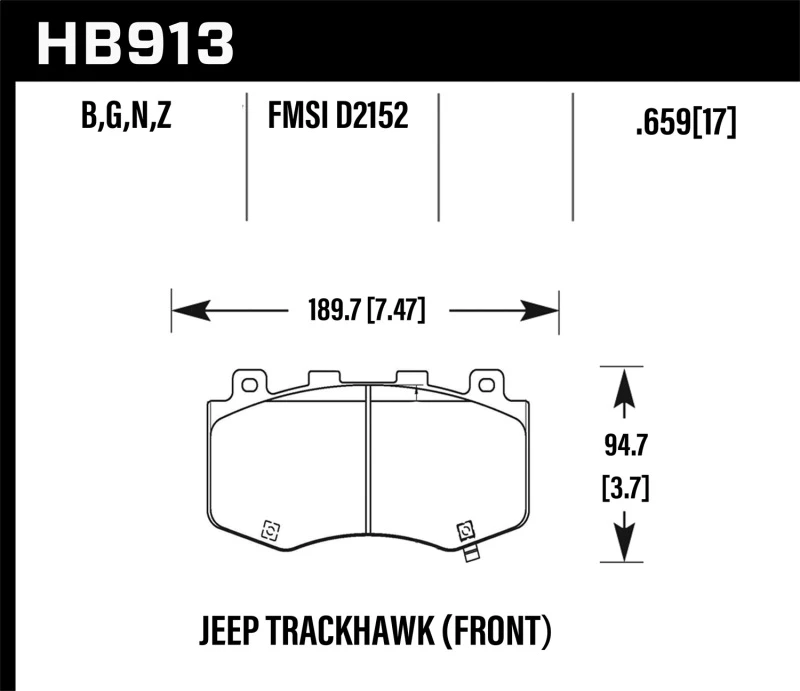 Hawk 18-19 Jeep Grand Cherokee Trackhawk HPS 5.0 Vordere Bremse Beläge