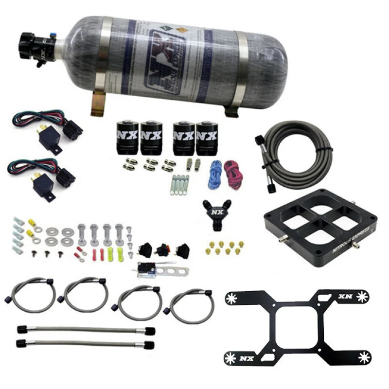 Nitrous Express Dominator Dual Stage Billet Crossbar Nitrous Kit (50-300 & 100-500HP) w/Comp Bottle