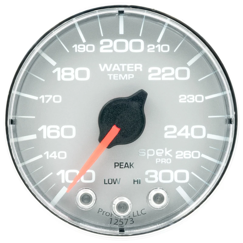 Autometer Spek-Pro Gauge Water Temp 2 1/16in 300f Stepper Motor W/Peak & Warn Slvr/Chrm
