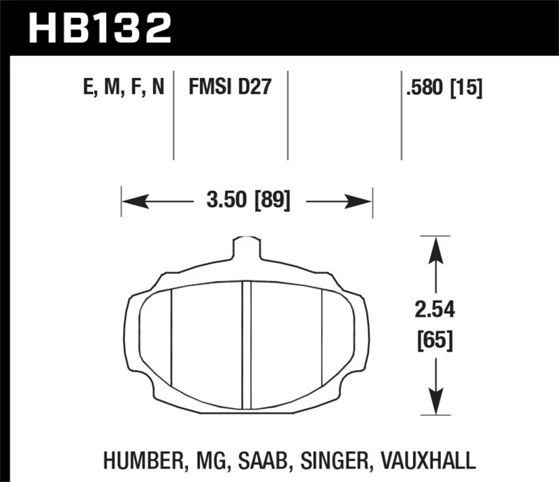 Hawk 62-81 MG MGB Vordere ER-1 Bremsbeläge