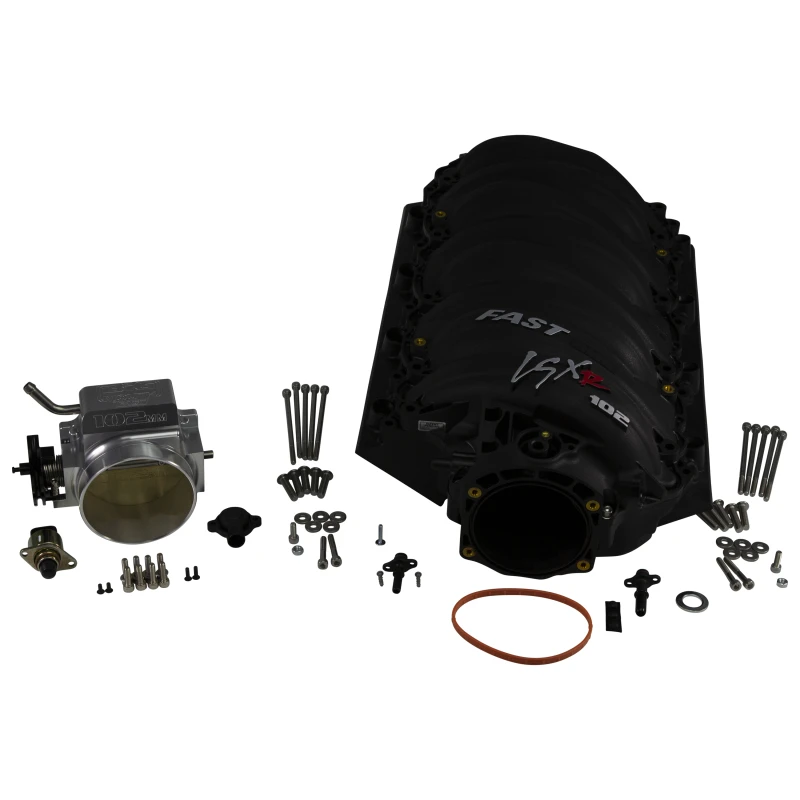 FAST LSXR 102MM Rechteckiger Port-Ansaugkrümmer - Schwarz mit 102MM Big Mouth Billet-Drosselklappe (Kit)
