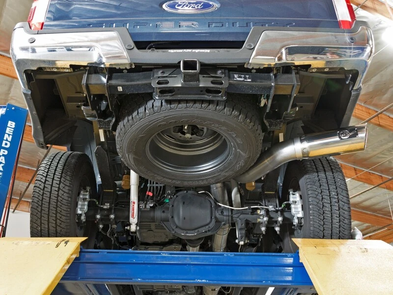 aFe ATLAS 5 Zoll DPF-Back Alu-Stahl Auspuffsystem mit polierter Spitze 2017 Ford Diesel Trucks V8-6,7L (td)
